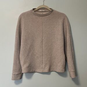 Mango MNG Ribbed Textured Taupe Sweater